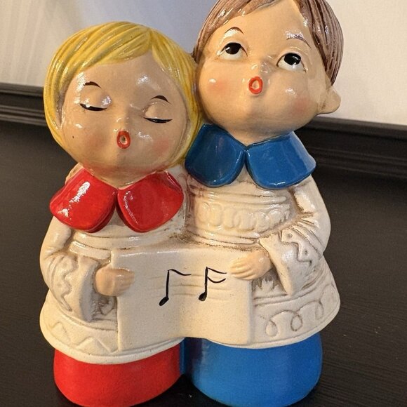 4 Vtg Christmas Paper Mache Charming Choir Boy Carolers Figurines Made Japan - Picture 5 of 10